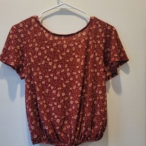 Rewind Rust Colored Shirt With Daisies